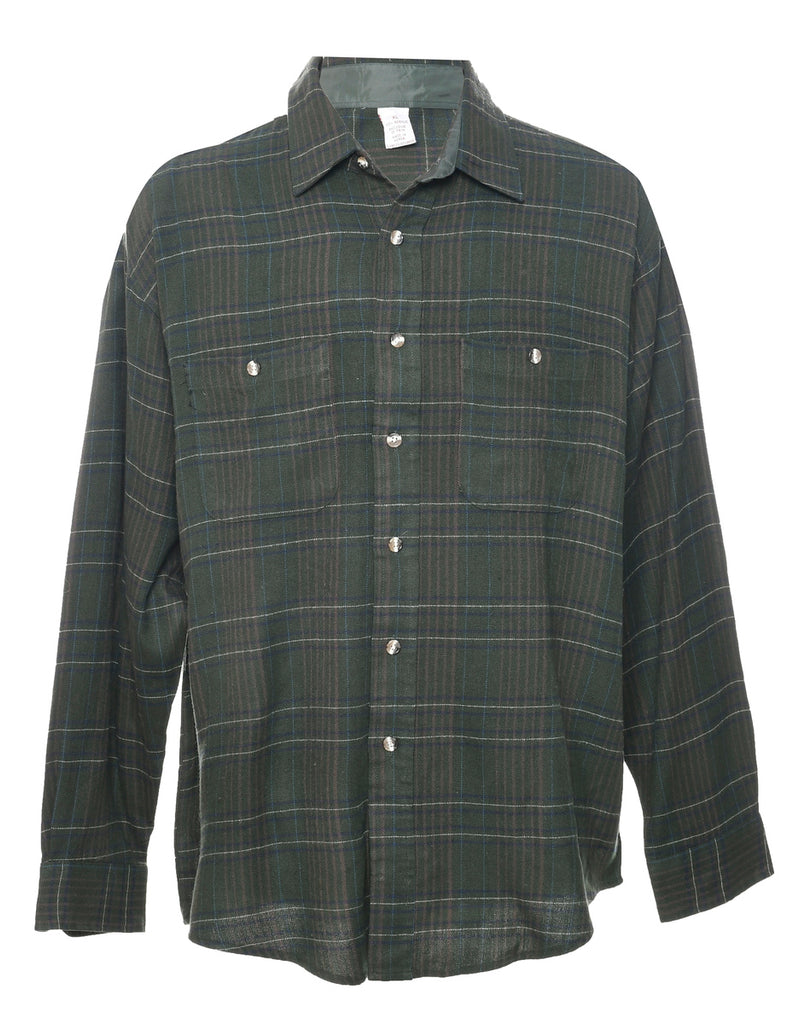 Olive Green Checked Shirt - XL