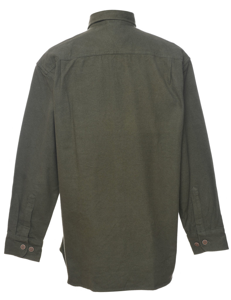 Olive Green Flannel Shirt - M