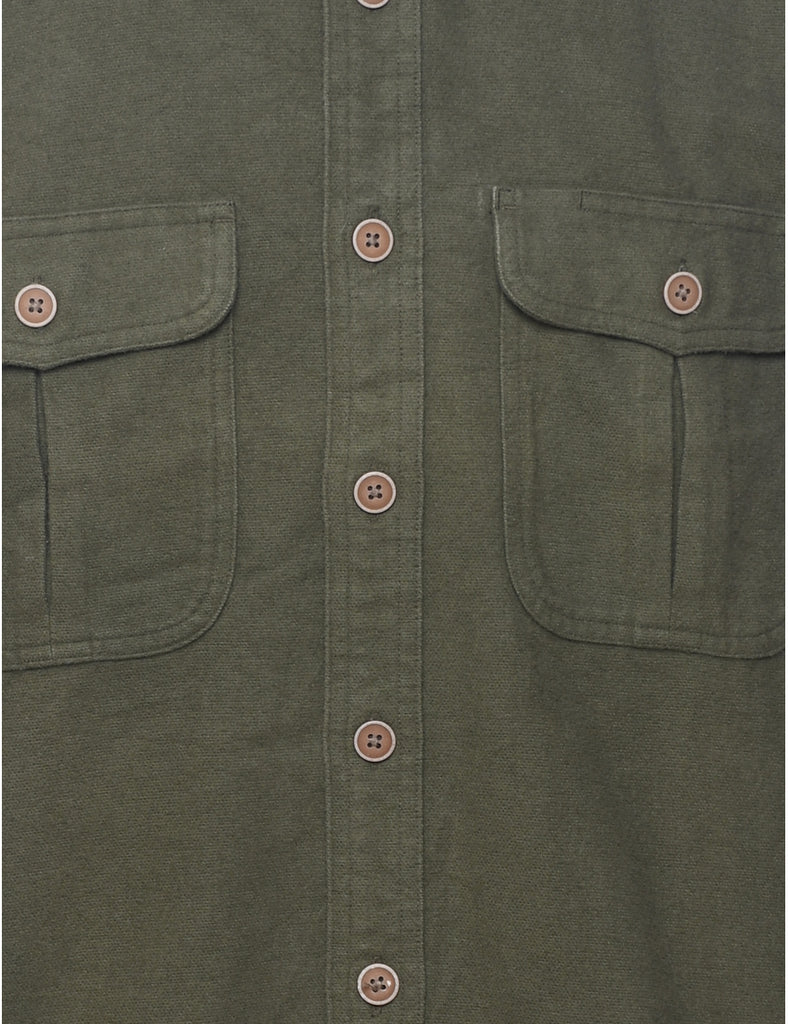 Olive Green Flannel Shirt - M