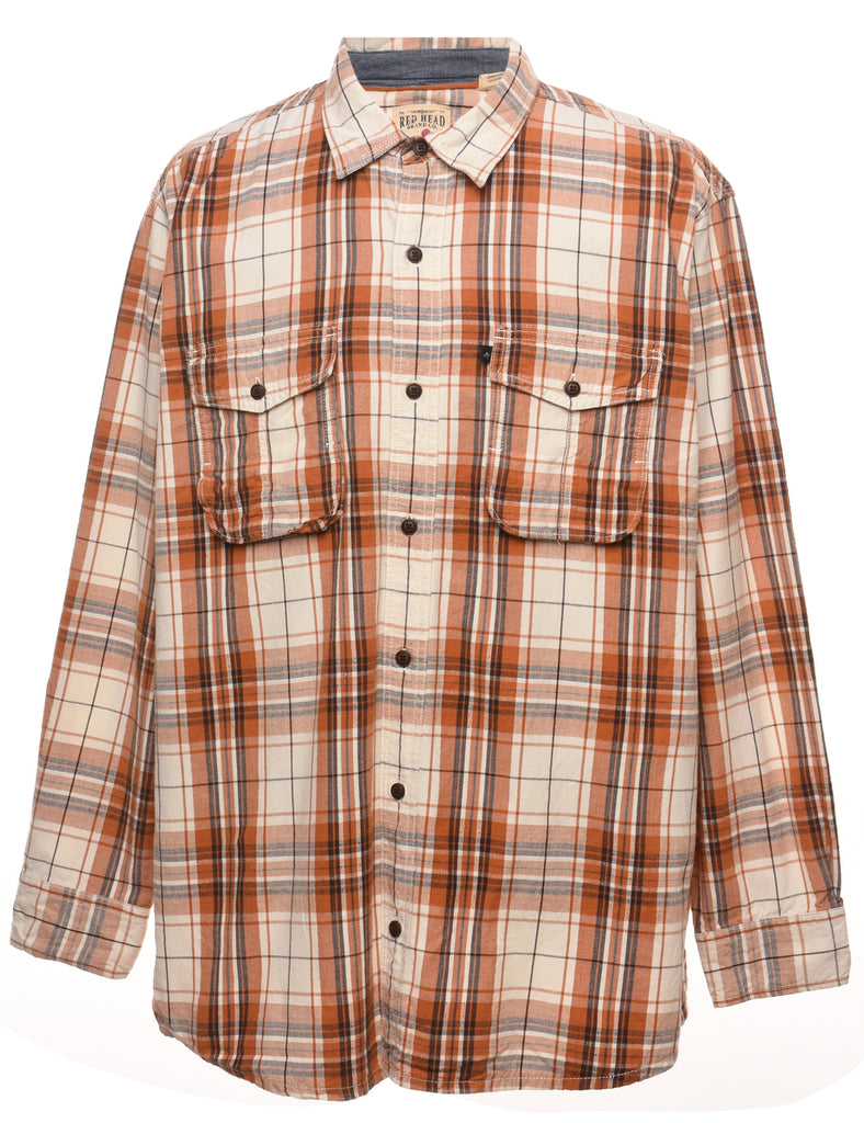 Orange & Grey Checked Shirt - XL