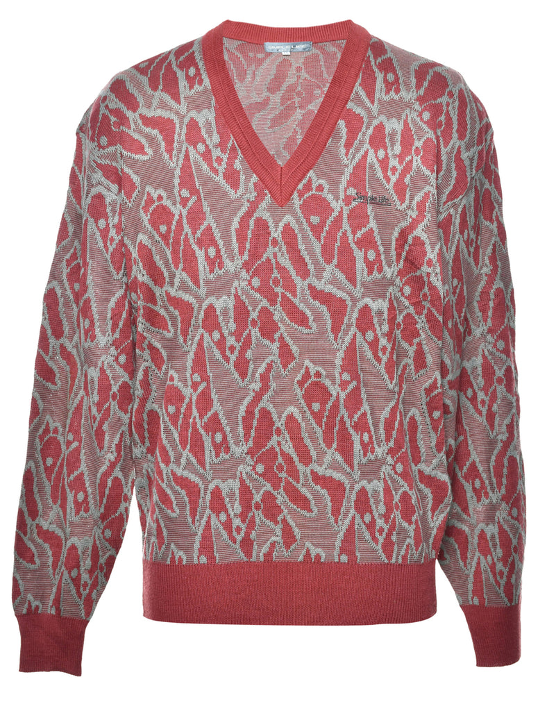 Patterned Brown Jumper - M