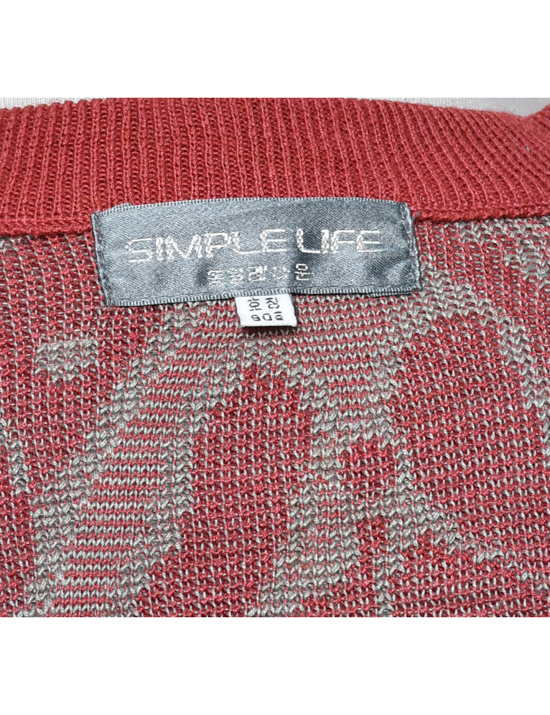 Patterned Brown Jumper - M