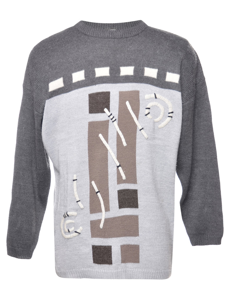 Patterned Grey Jumper - S