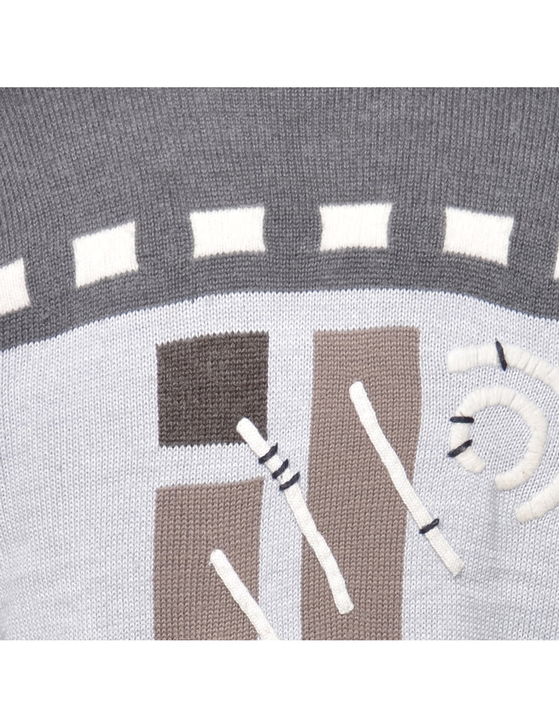 Patterned Grey Jumper - S