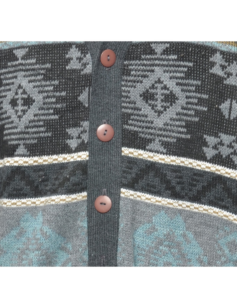 Patterned Multi-colour Cardigan - L