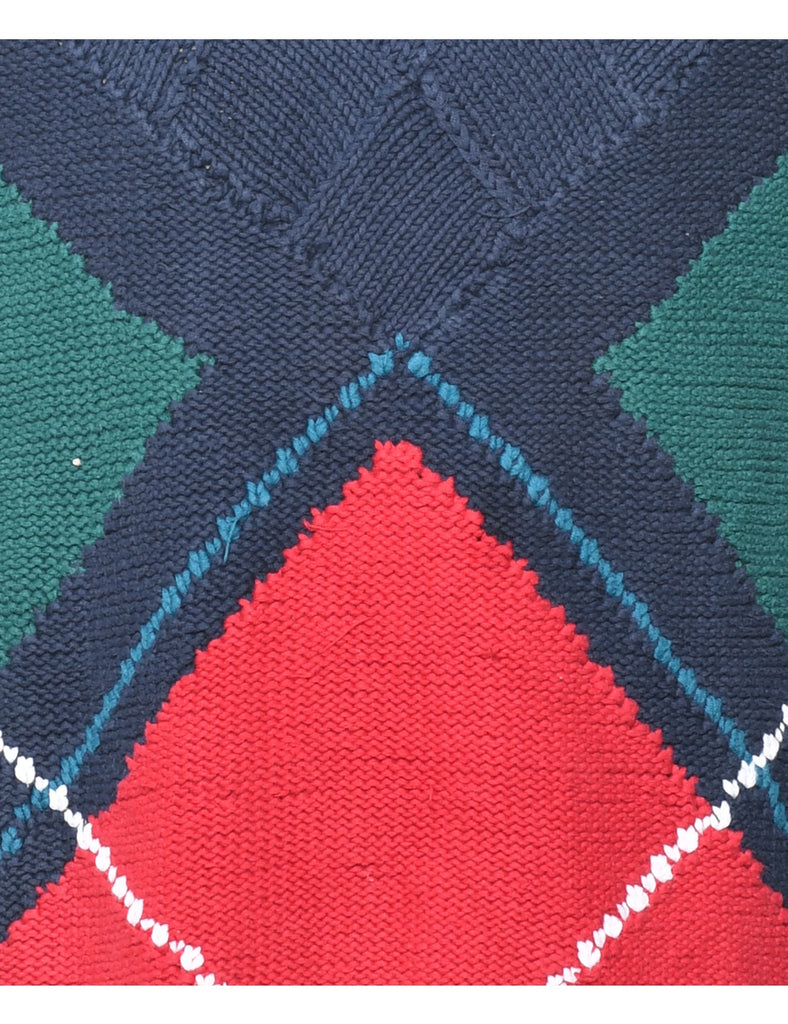 Patterned Navy Jumper - L