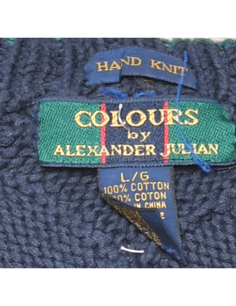 Patterned Navy Jumper - L