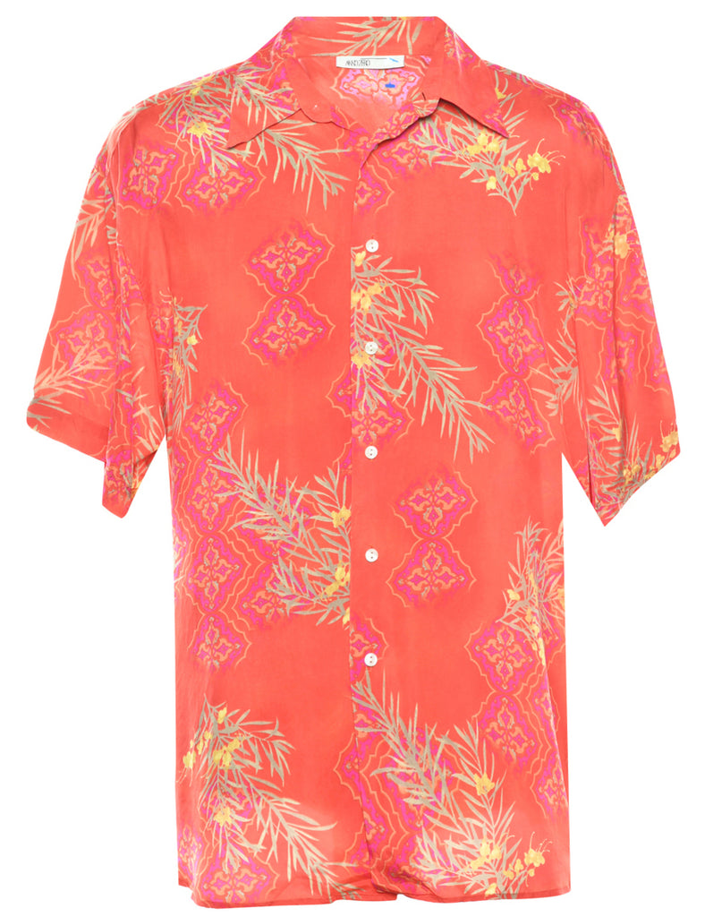 Patterned Red Hawaiian Shirt - XL