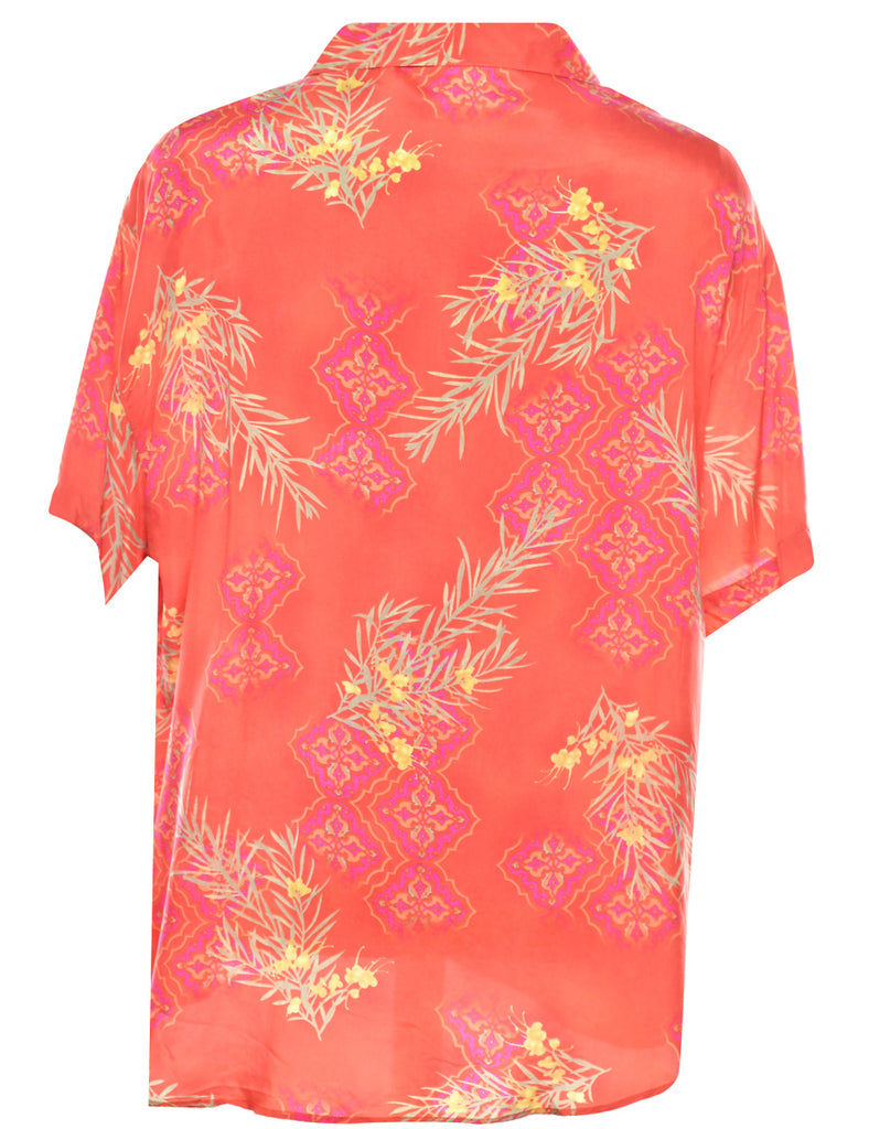 Patterned Red Hawaiian Shirt - XL