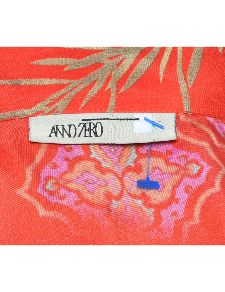 Patterned Red Hawaiian Shirt - XL