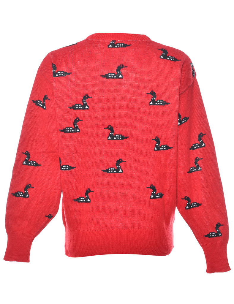 Patterned Red Jumper - L