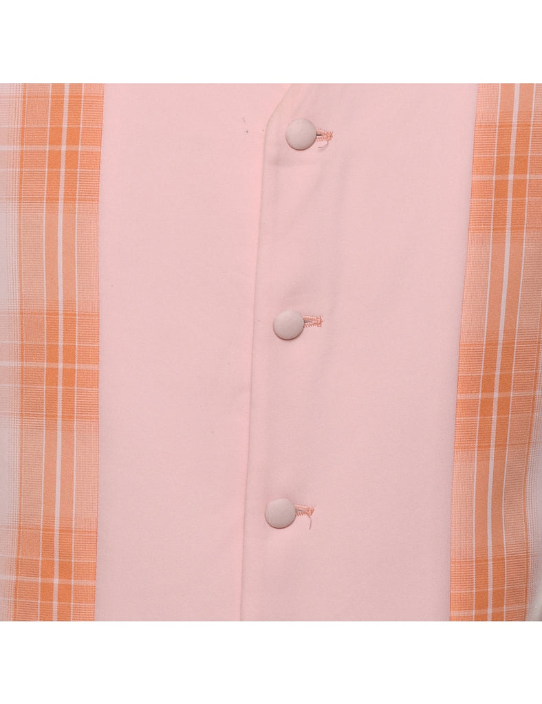 Pink & Orange Contrast Checked Waistcoat - L