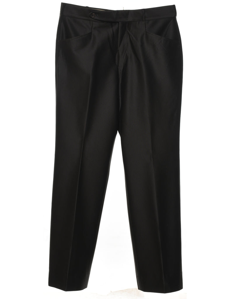 Pinstriped Black Classic Trousers - W36 L32