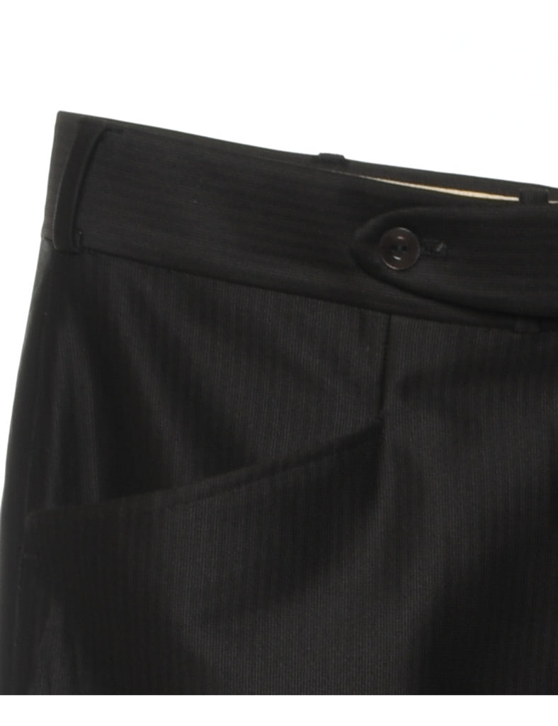 Pinstriped Black Classic Trousers - W36 L32