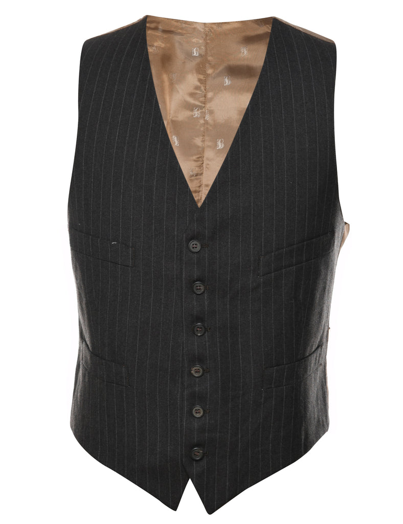 Pinstriped Black Waistcoat - M