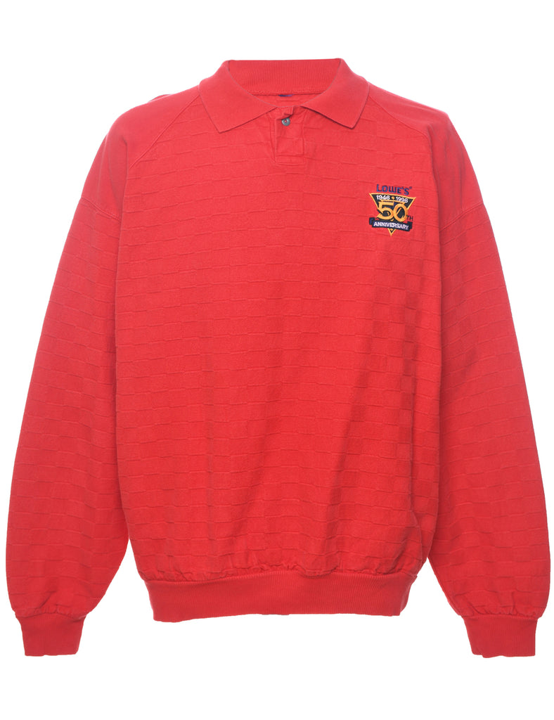 Plain Red Embroidered Sweatshirt - L