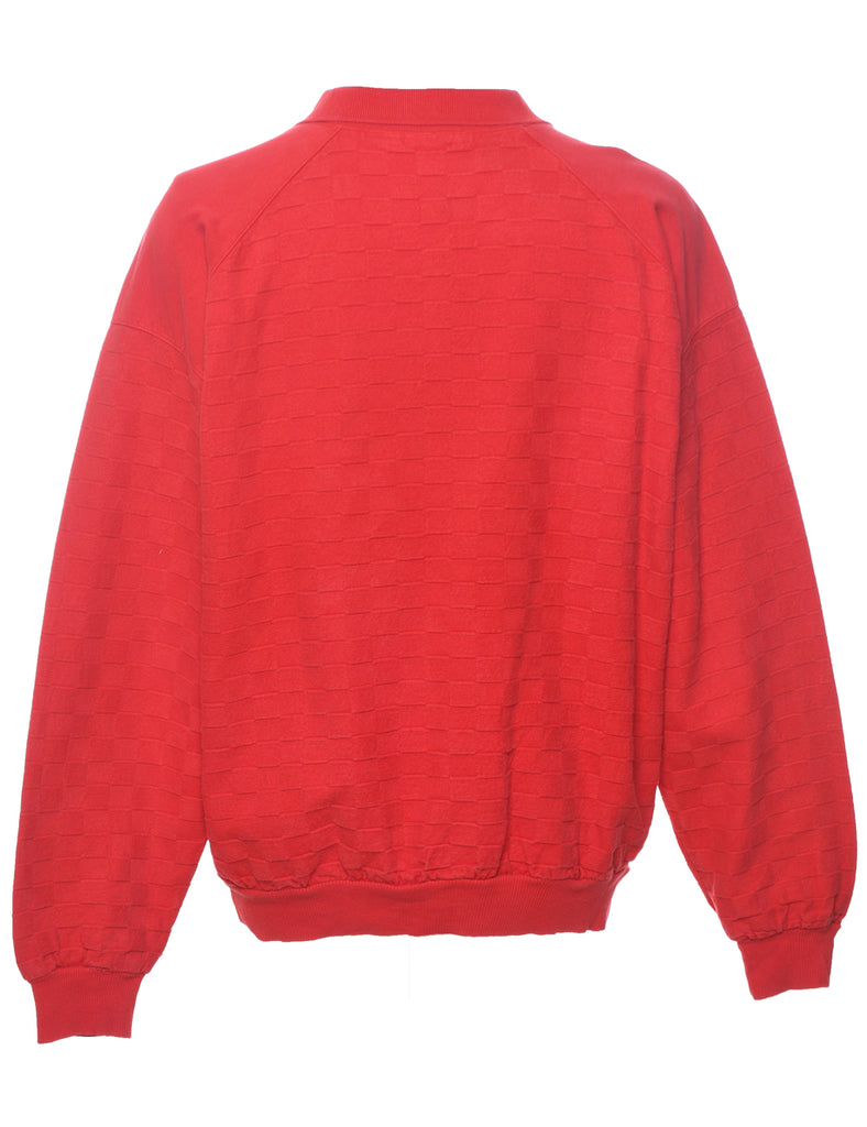 Plain Red Embroidered Sweatshirt - L
