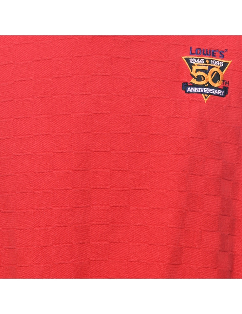 Plain Red Embroidered Sweatshirt - L