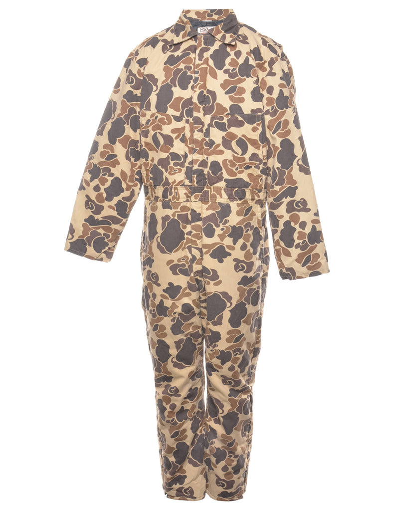 Printed Zip Through Workwear Boiler Suit - L