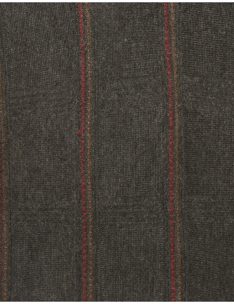 Quarter Zip Dark Grey Cardigan - L