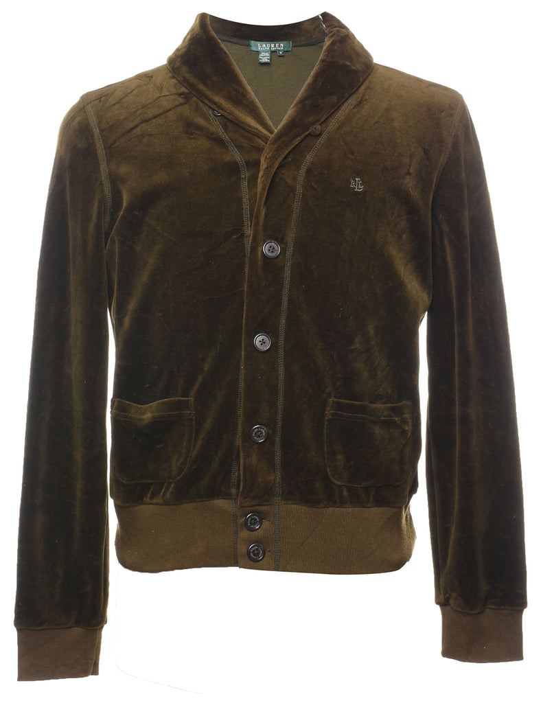 Ralph Lauren Olive Green Velour Sweatshirt - M