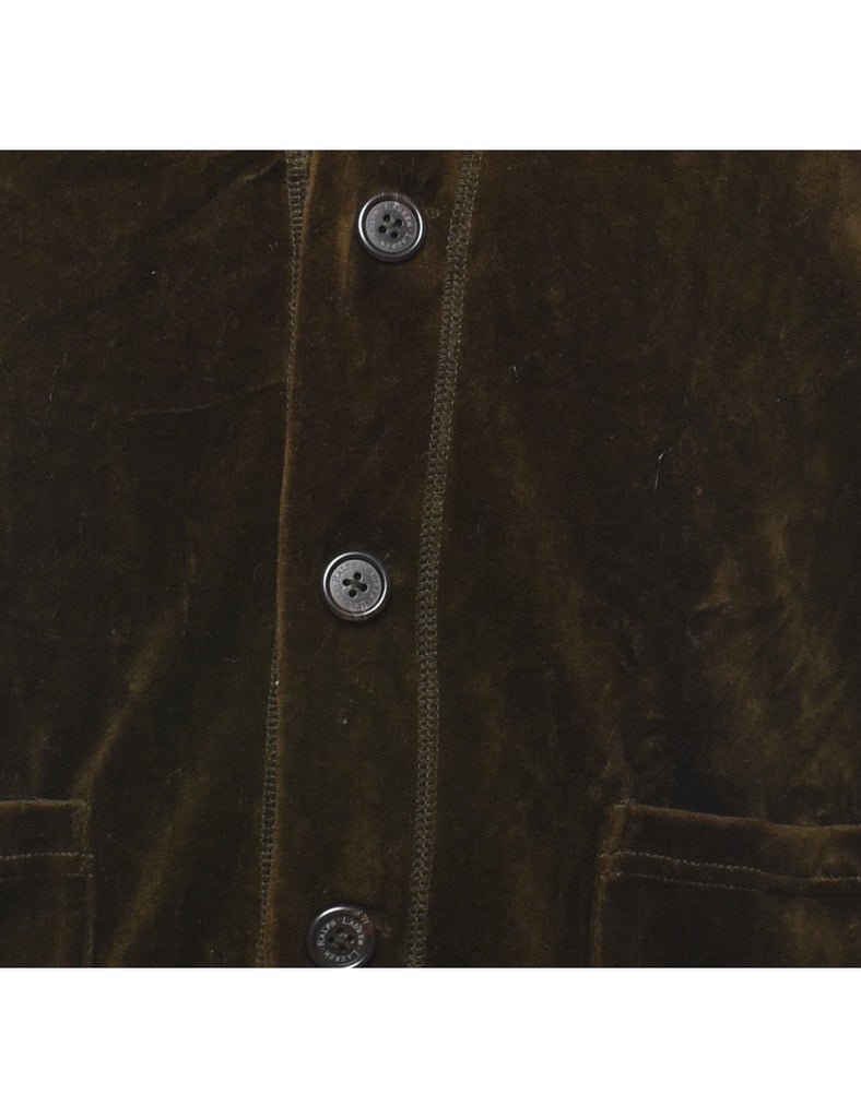 Ralph Lauren Olive Green Velour Sweatshirt - M