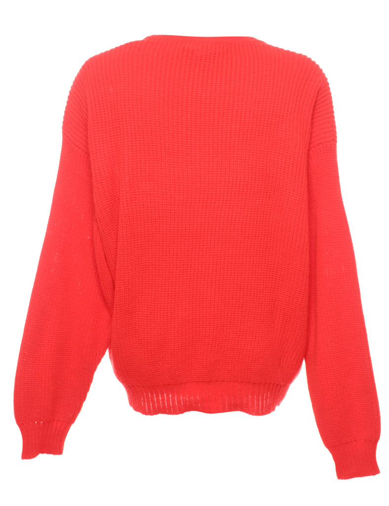 Red Cable Knit Jumper - XL