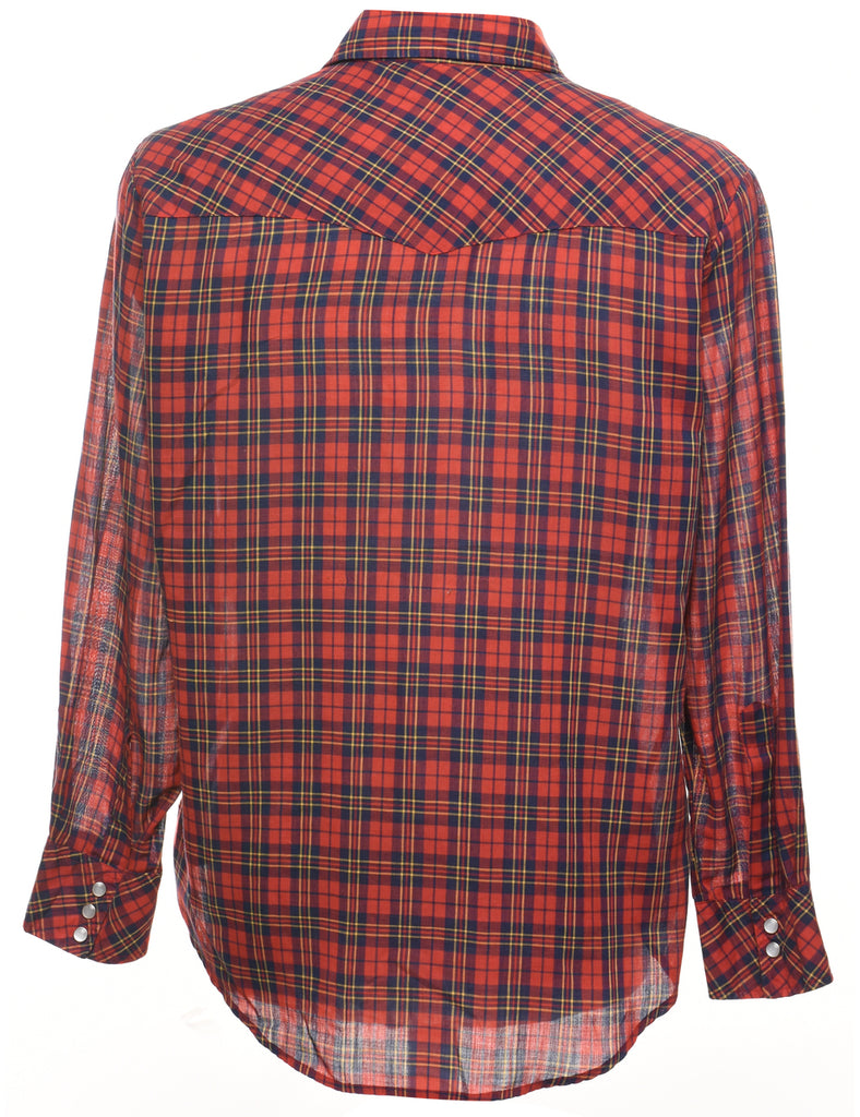 Red & Navy Classic Checked Shirt - L