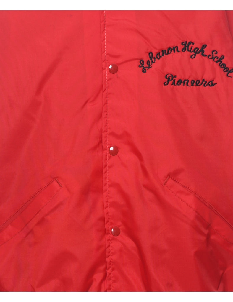 Red & Red Embroidered Bomber Jacket - L