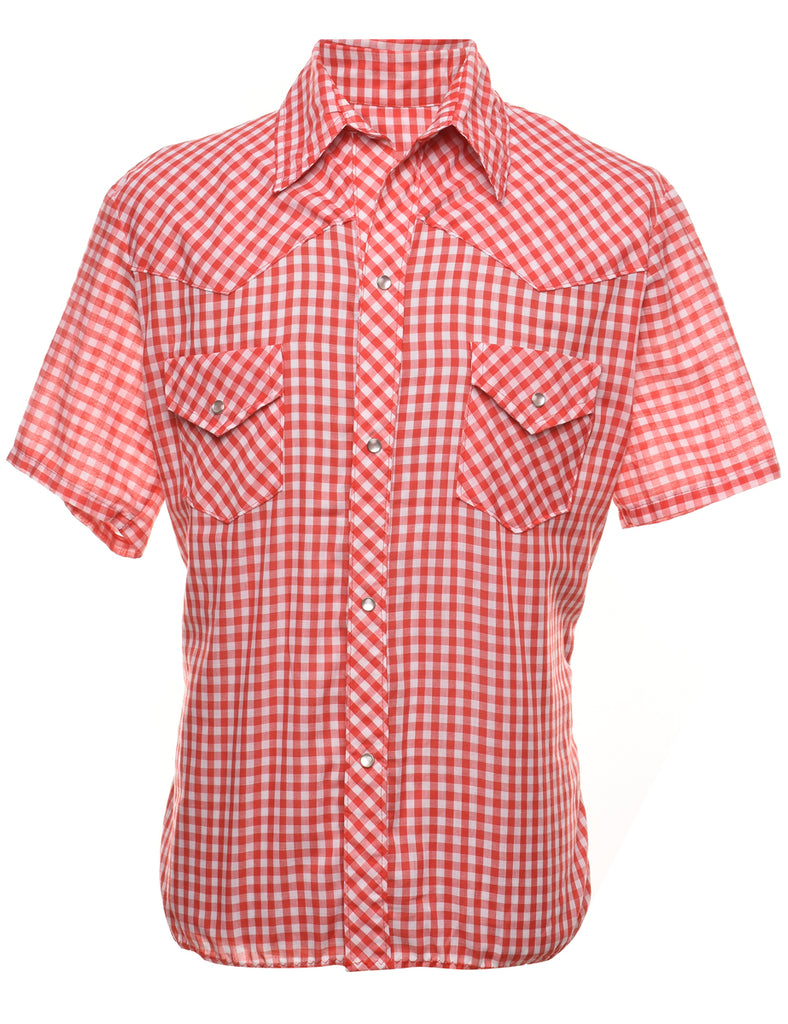 Red & White Checked Western Shirt - L