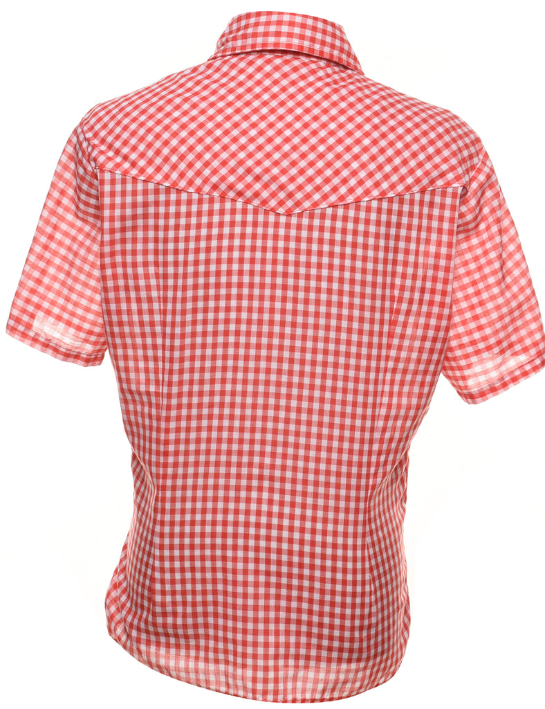 Red & White Checked Western Shirt - L