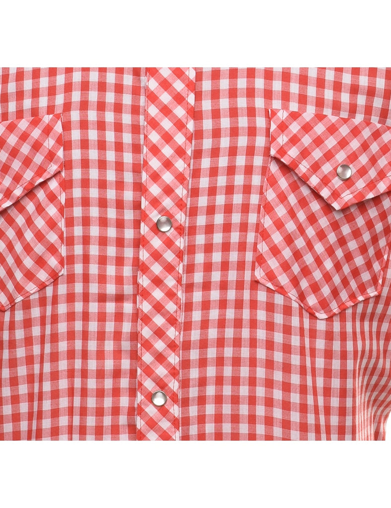 Red & White Checked Western Shirt - L