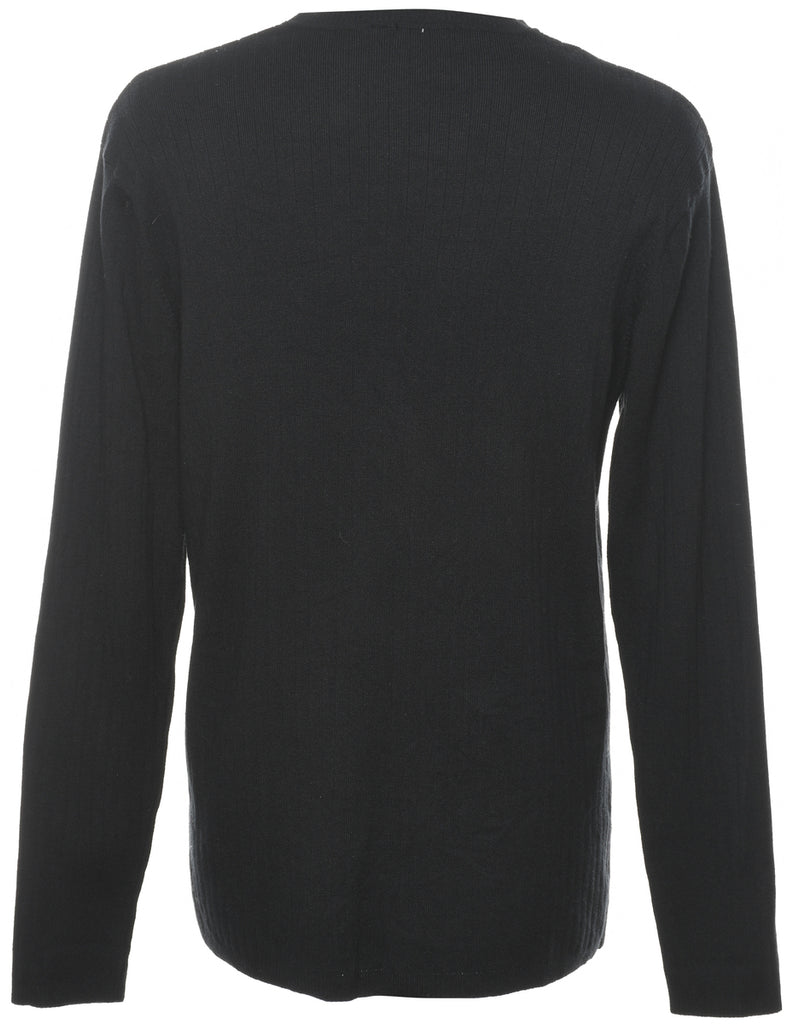 Ribbed Black Jumper - XL
