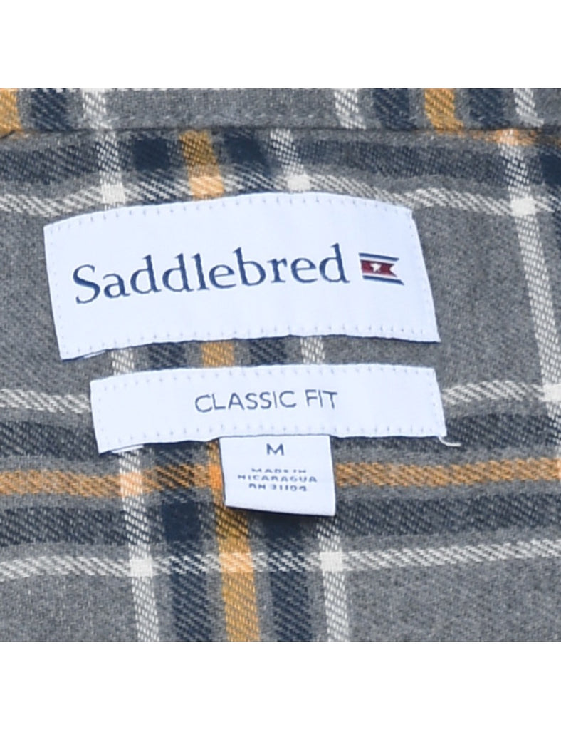 Saddlebred Grey & Yellow Flannel Checked Shirt - M