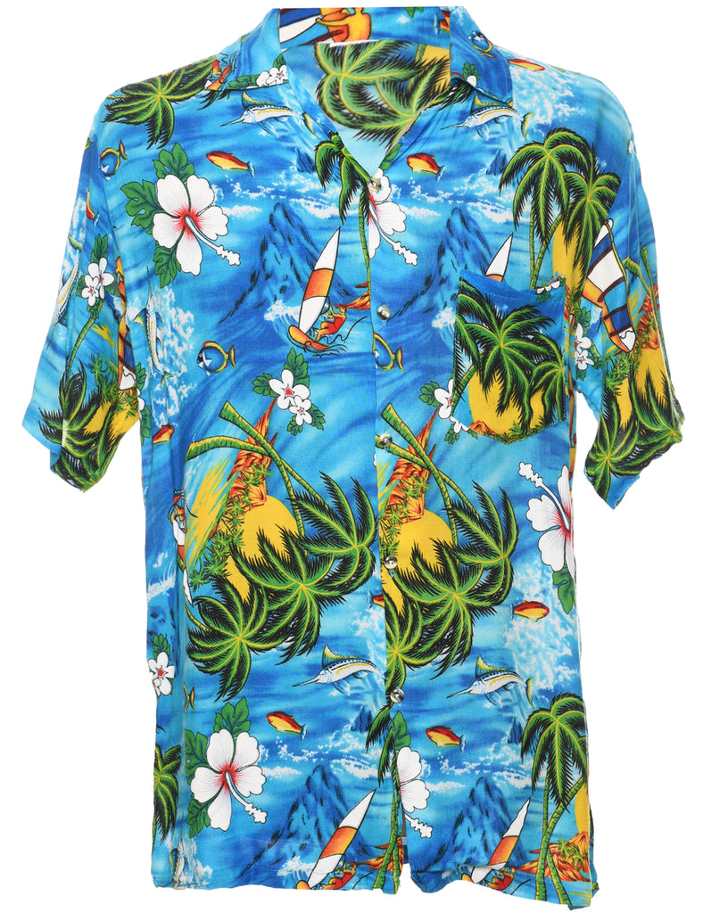 Sailboat Tropical Hawaiian Shirt - M