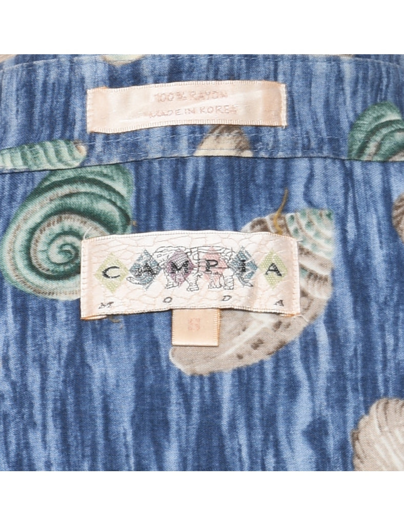 Seashell Print Campia Hawaiian Shirt - S