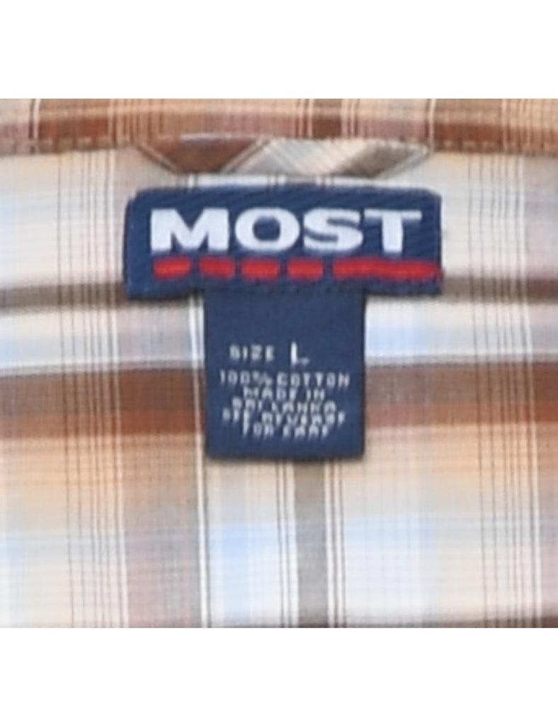 Short Sleeve Checked Shirt - L