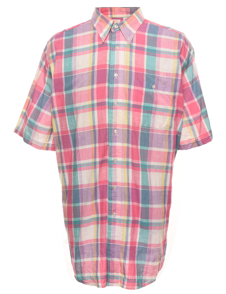 Short Sleeve Multi-Colour Checked Shirt - XL