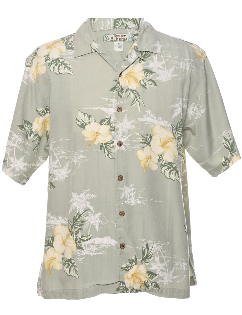 Silk Floral Hawaiian Shirt - M