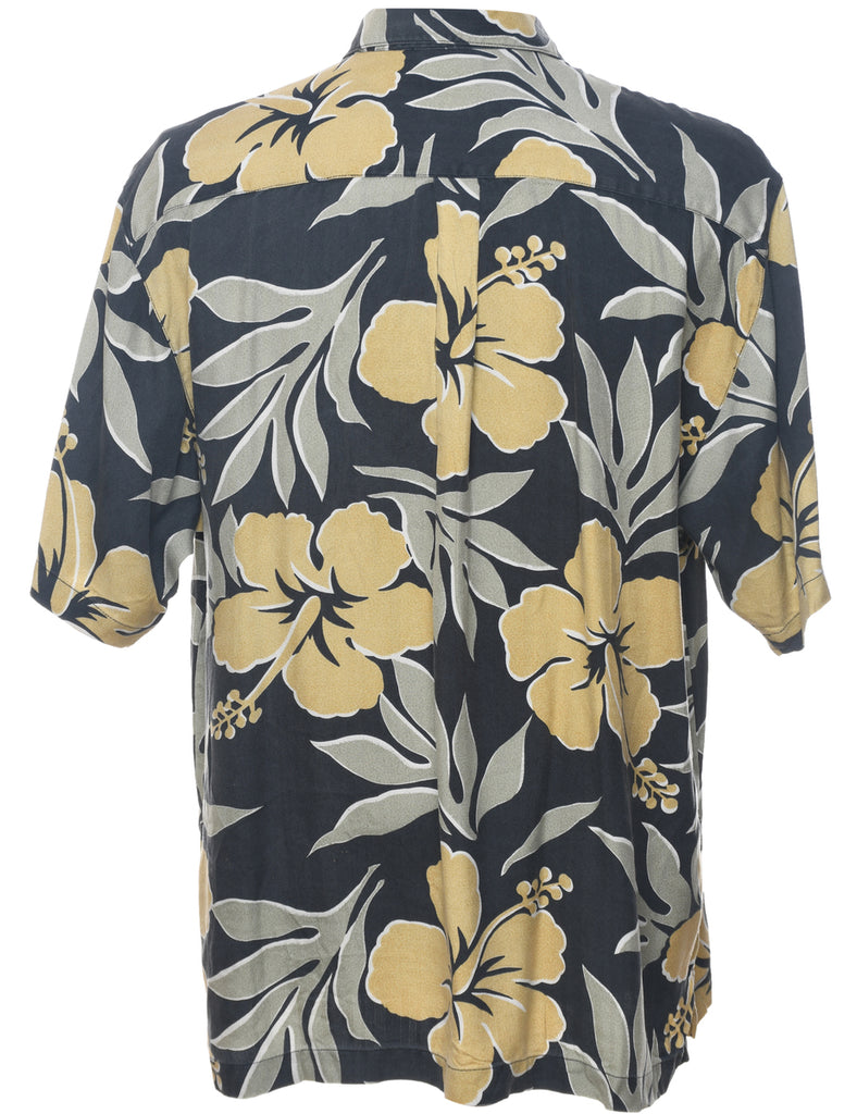 Silk Floral Hawaiian Shirt - M