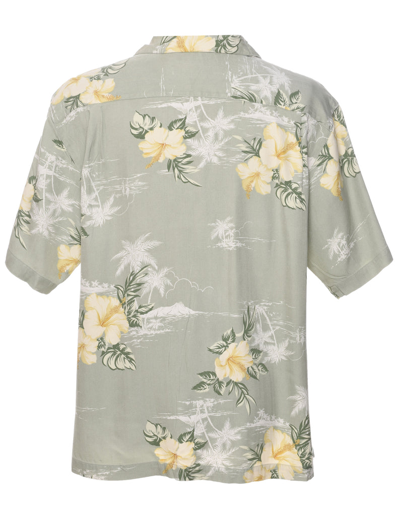 Silk Floral Hawaiian Shirt - M