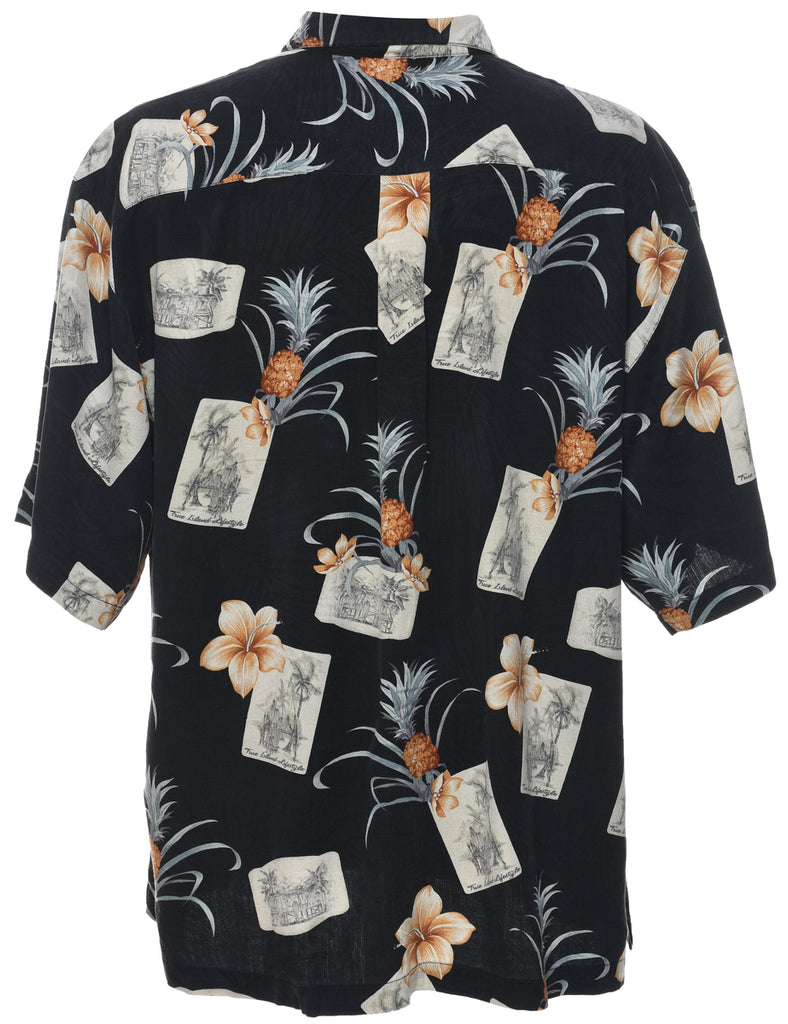 Silk Fruit Print Hawaiian Shirt - XL