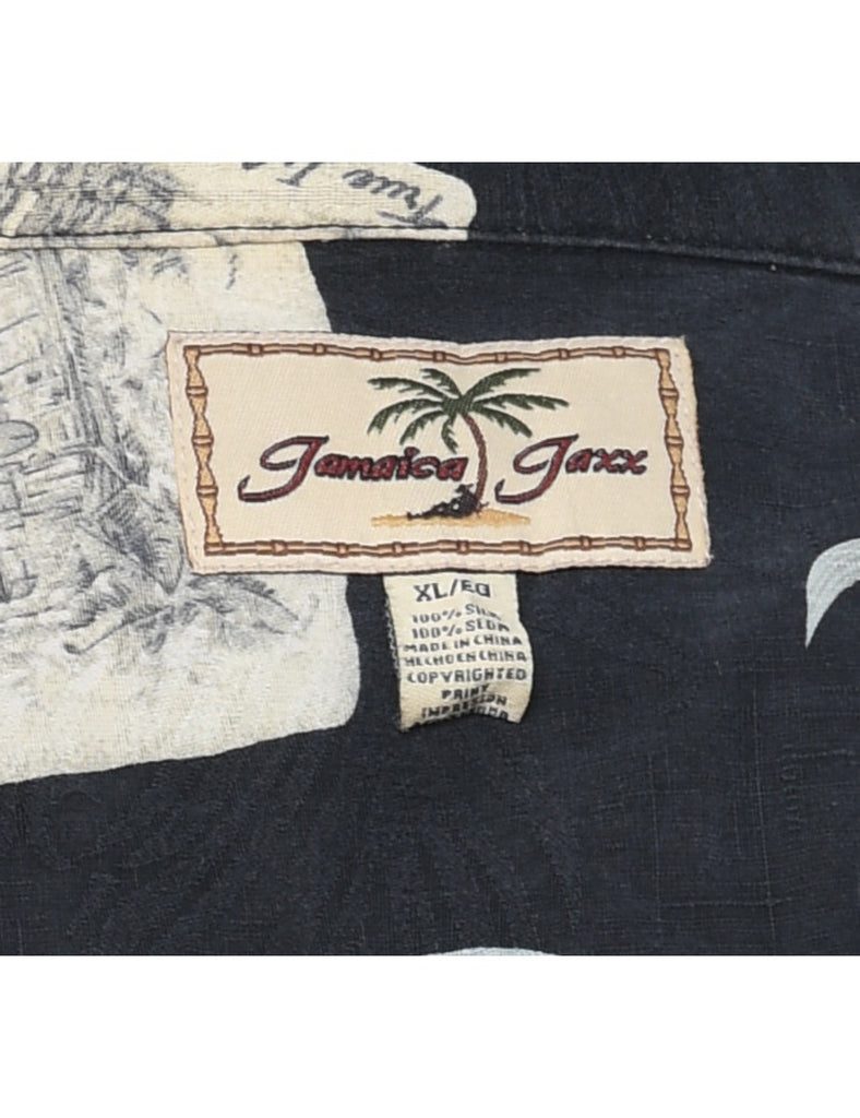 Silk Pineapple Black Hawaiian Shirt - XL