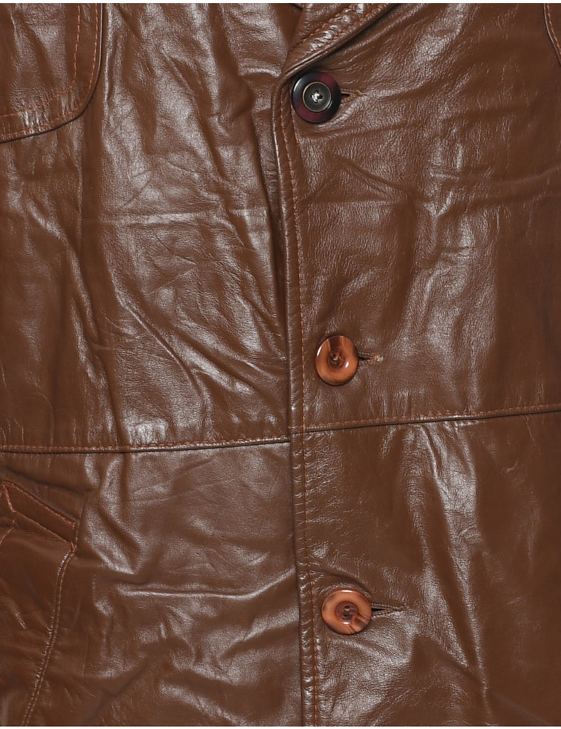 Single Breasted Leather Jacket - L