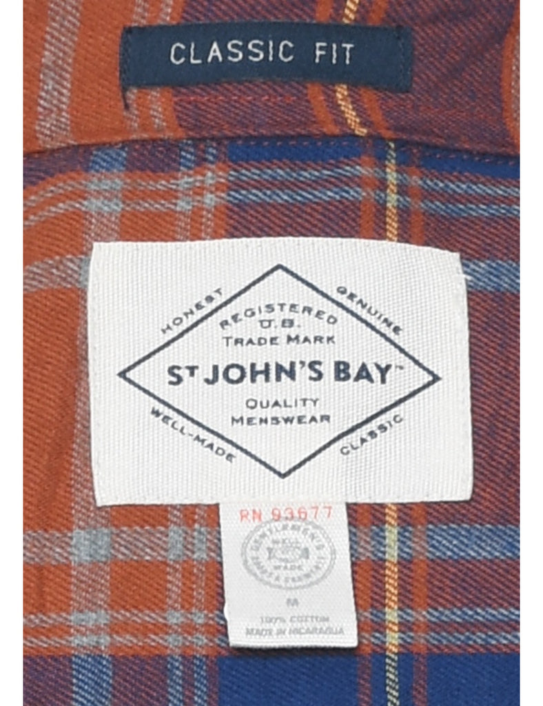 St John's Bay Burnt Orange & Blue Checked Shirt - M