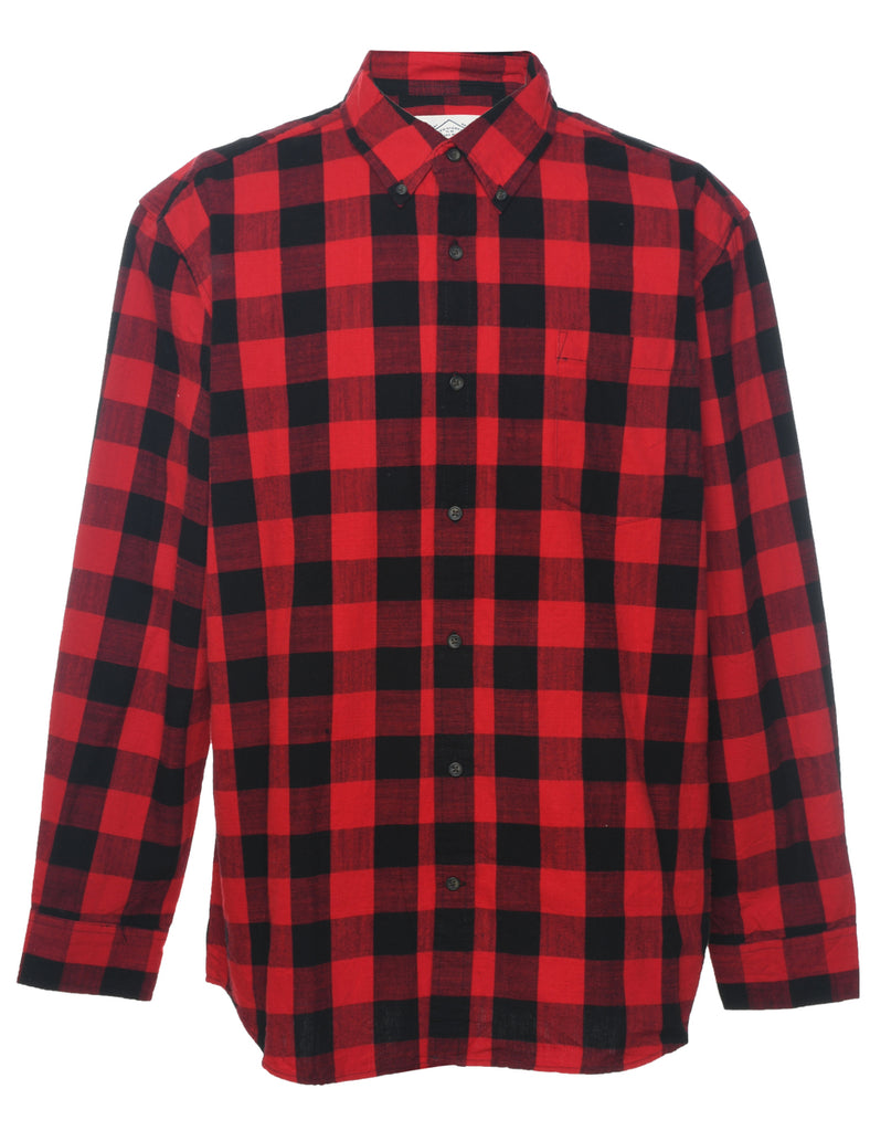 St John's Bay Checked Black & Red Flannel Shirt - XL