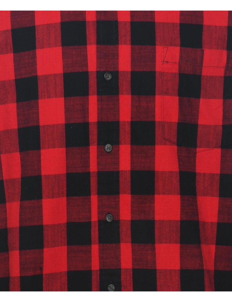 St John's Bay Checked Black & Red Flannel Shirt - XL