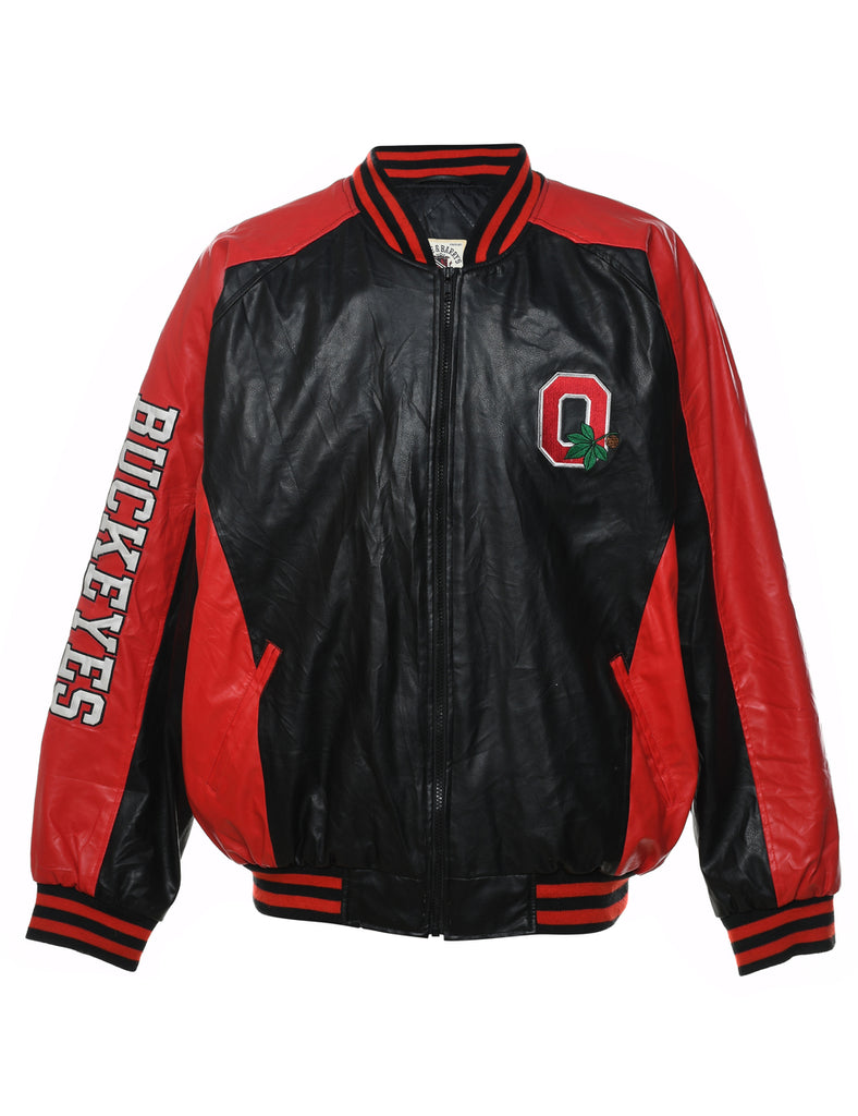 Steve & Barry's Zip-Front Red & Black Contrast Varsity Style Ohio State Jacket - XL