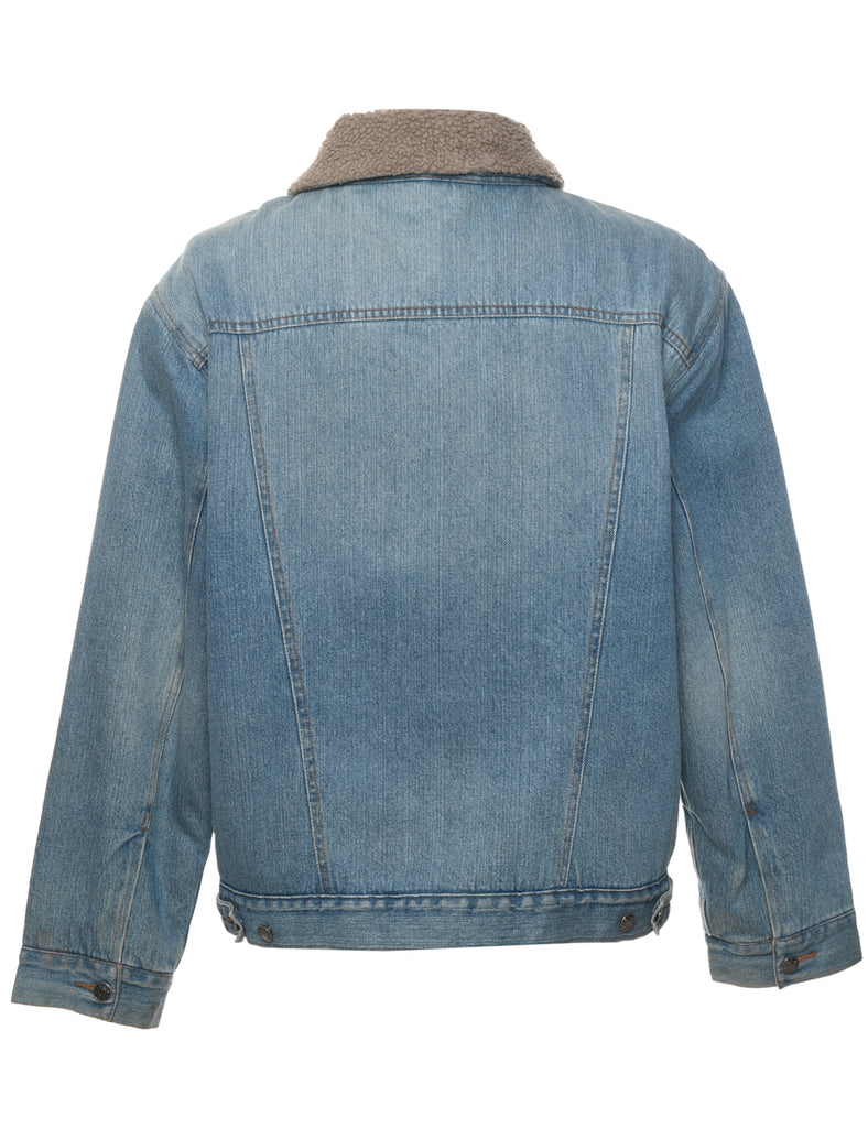 Stone Wash Shearling Denim Jacket - M