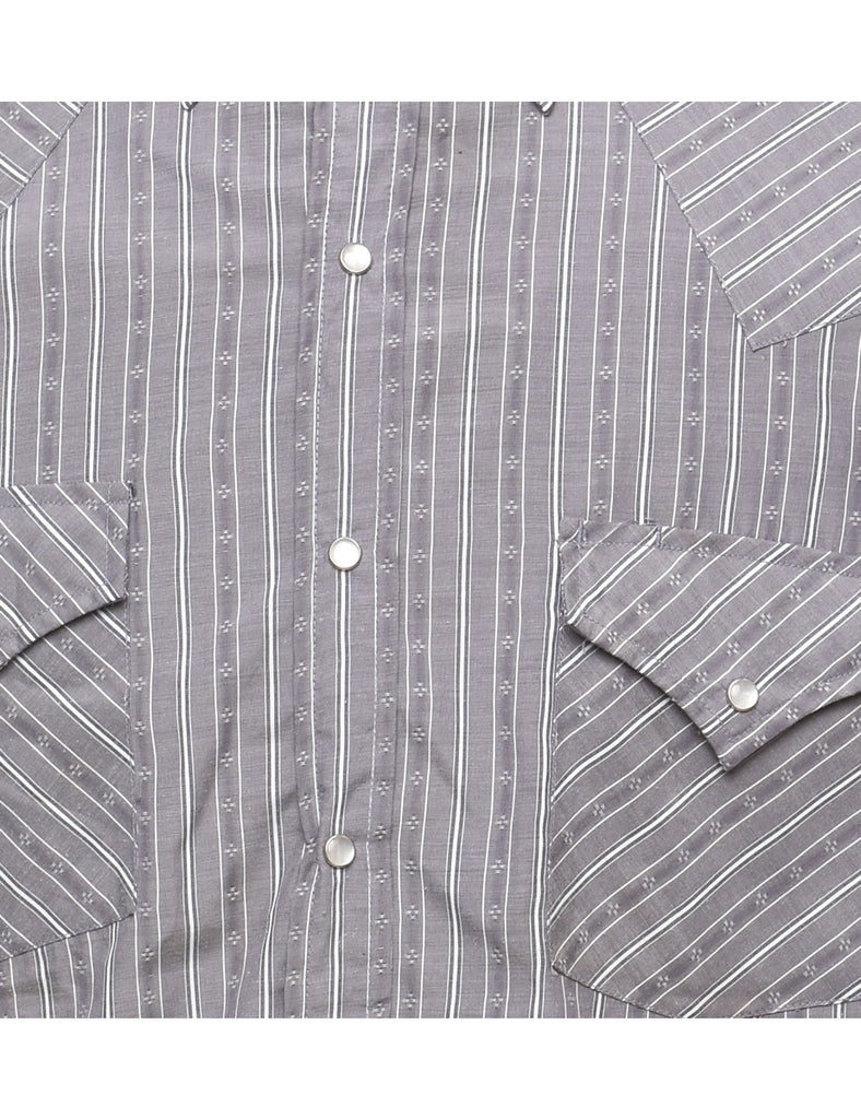 Striped Grey & White Western Shirt - L